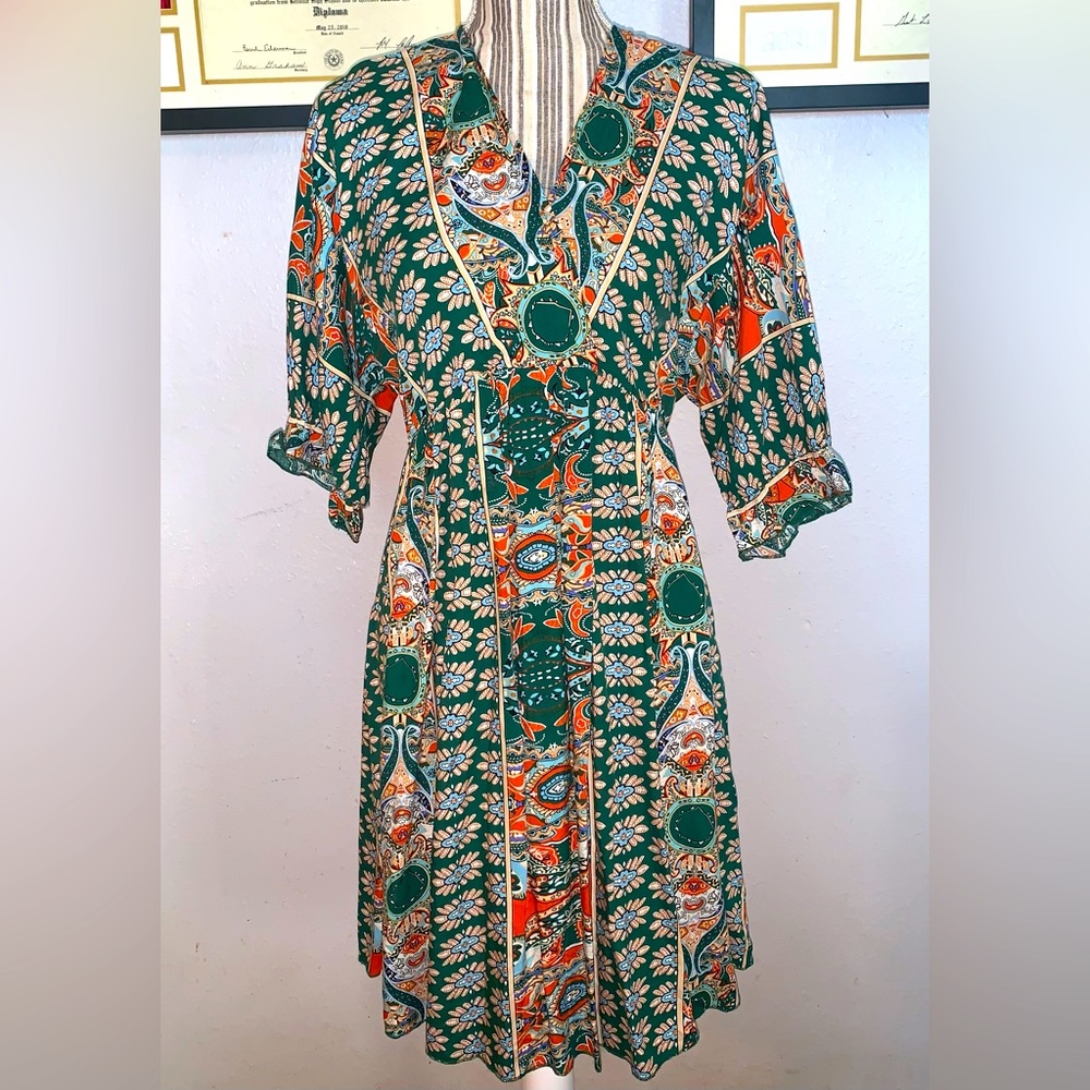 Green & orange hobo style sundress.